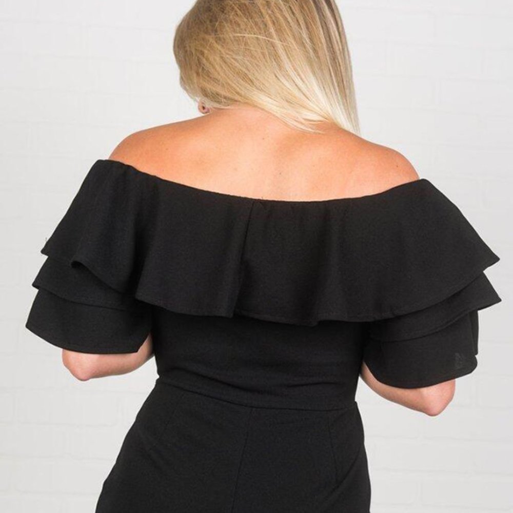 Black Ruffled Spring Romper - Picture 3 of 6
